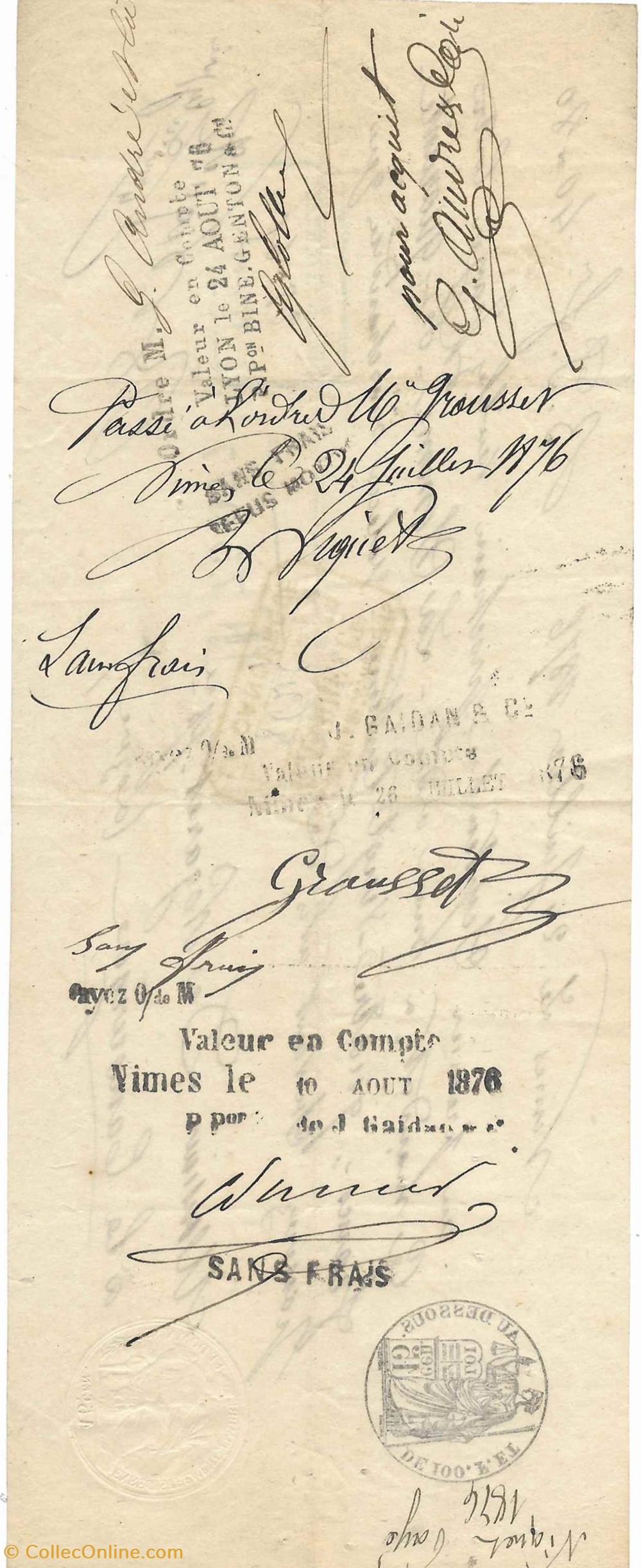 1876 - Mandat à ordre de 40 francs 80 cts documents anciens autres 1876 mandat a ordre de 40 francs 80 cts