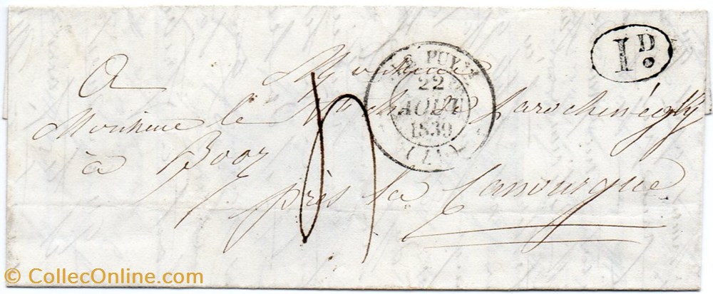 documents anciens marques postales europe 1839 cachet type 12 recto