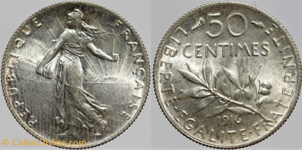 F-190 - Roty - 50 c. - 1916 monnaies monde france f 190 roty 50 c 1916
