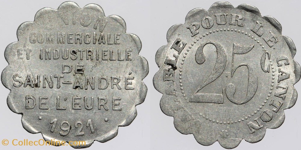 27 - Saint-André-de-l'Eure - 25 centimes monnaies monde france 27 saint andre de l eure 25 centimes