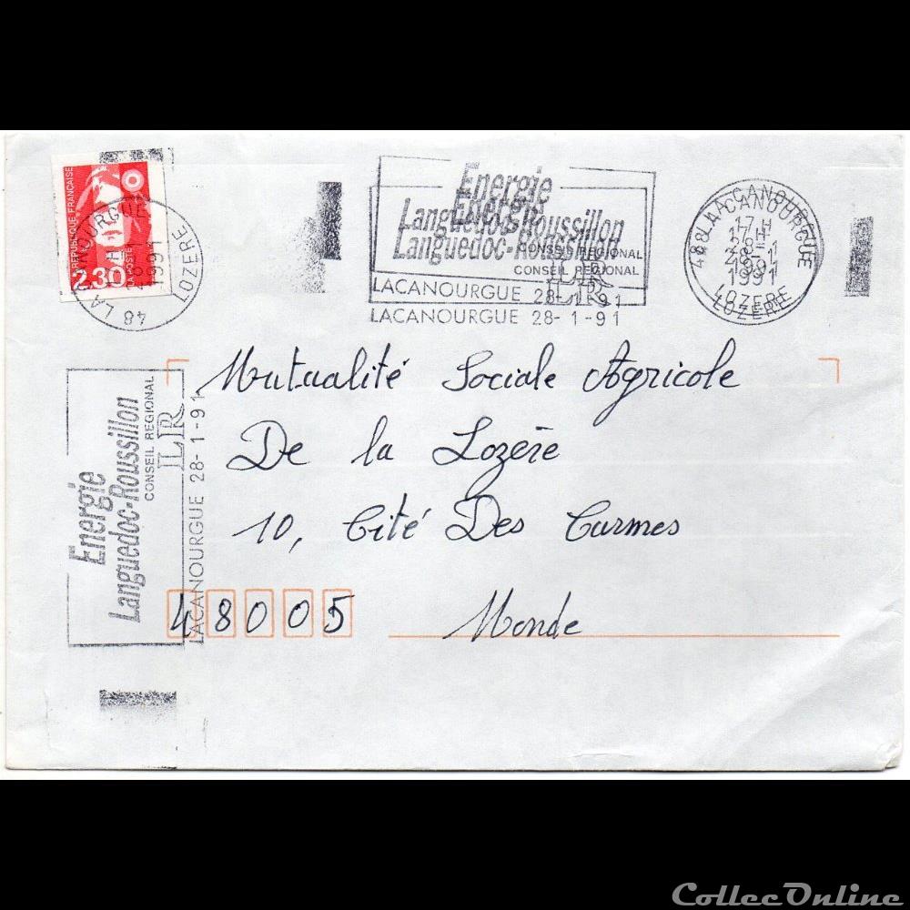 1991 - La Canourgue / Energie Languedoc-Roussillon x 3 marque postale europe france 1991 la canourgue energie languedoc roussillon x 3