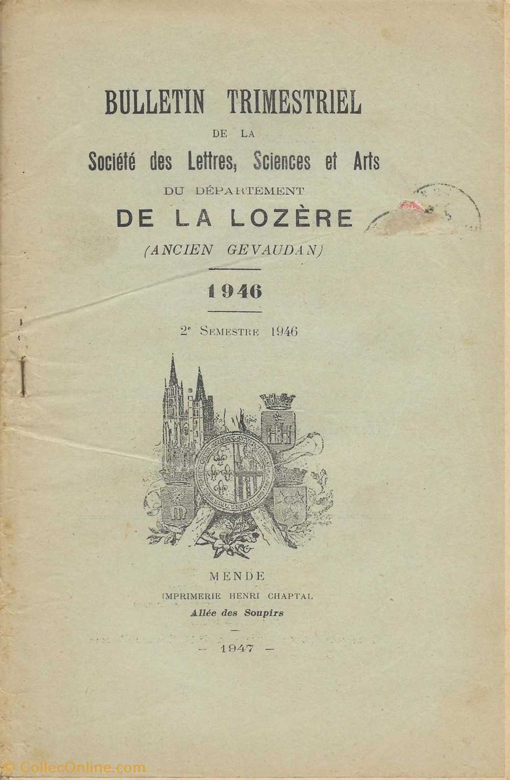 livres bd revues 1946 bulletin de la societe des lettres de la lozere