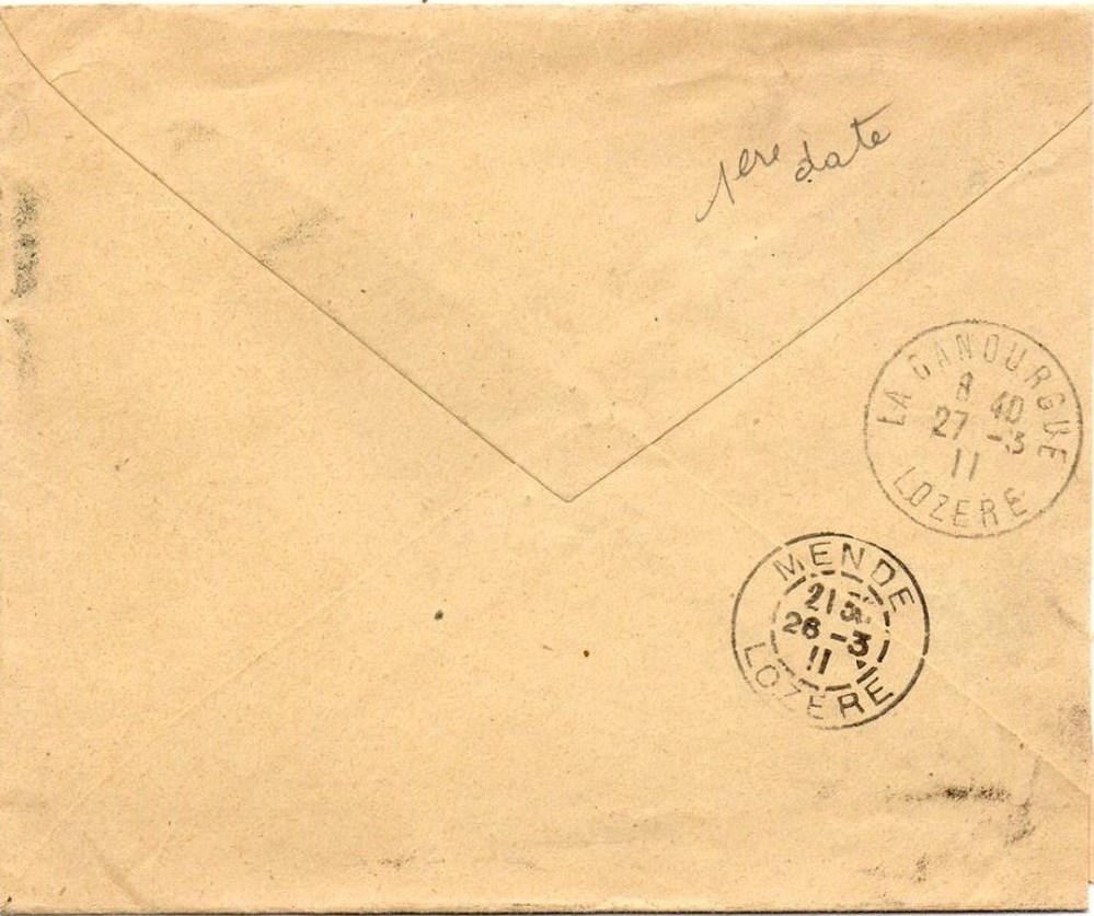 documents anciens marques postales europe 1911 cachets type a4