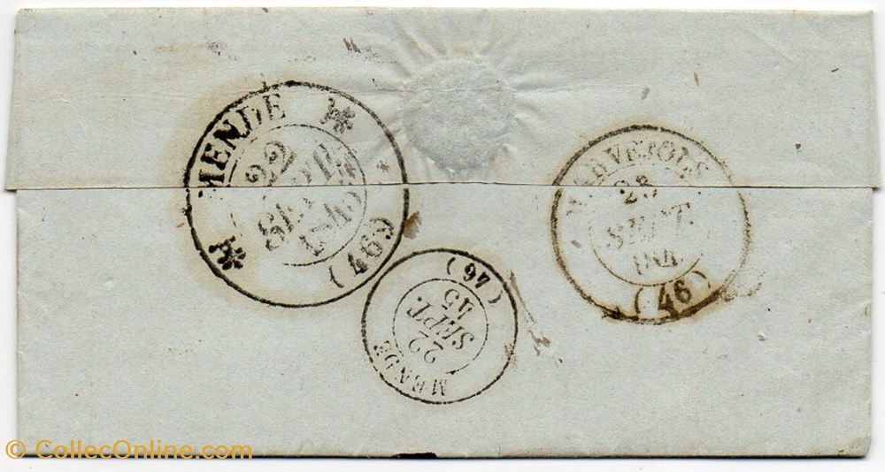 1845 - Cachet type 12 documents anciens marques postales europe 1845 cachet type 12