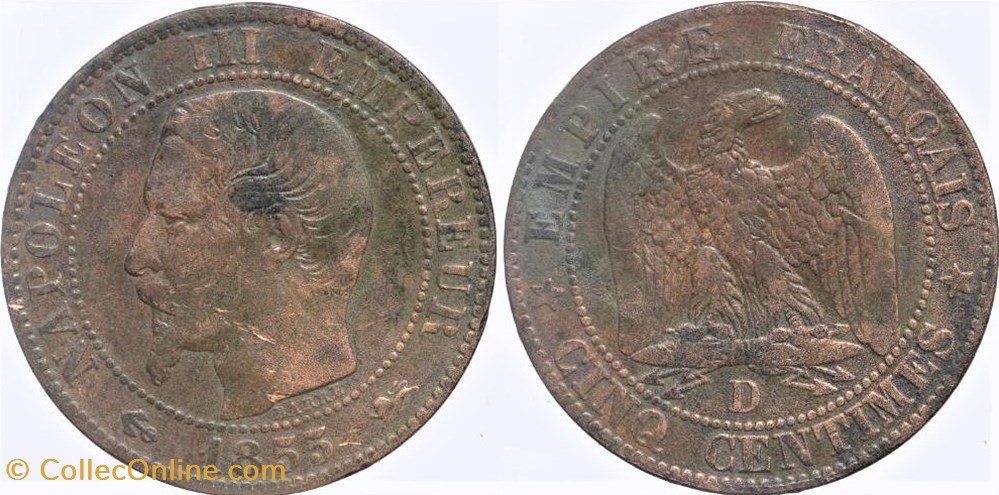 F-116 - Second Empire - 5 centimes - 1855 D ancre monnaies monde france f 116 second empire 5 centimes 1855 d ancre