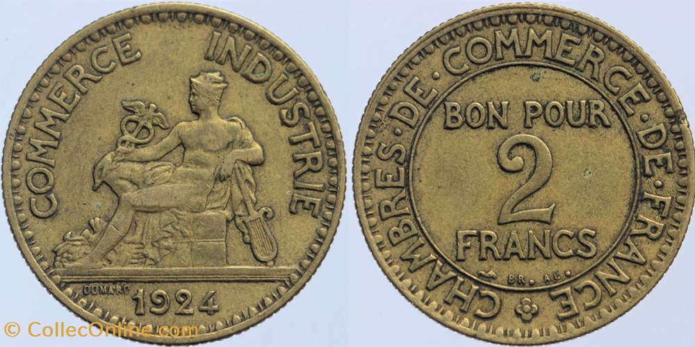 F-267 - Domard - 2 frs. - 1924 coin bouché monnaies monde france f 267 domard 2 frs 1924 coin bouche