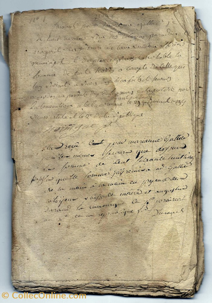 documents anciens autres 1794 carnet de recus de la canourgue an ii de la republique