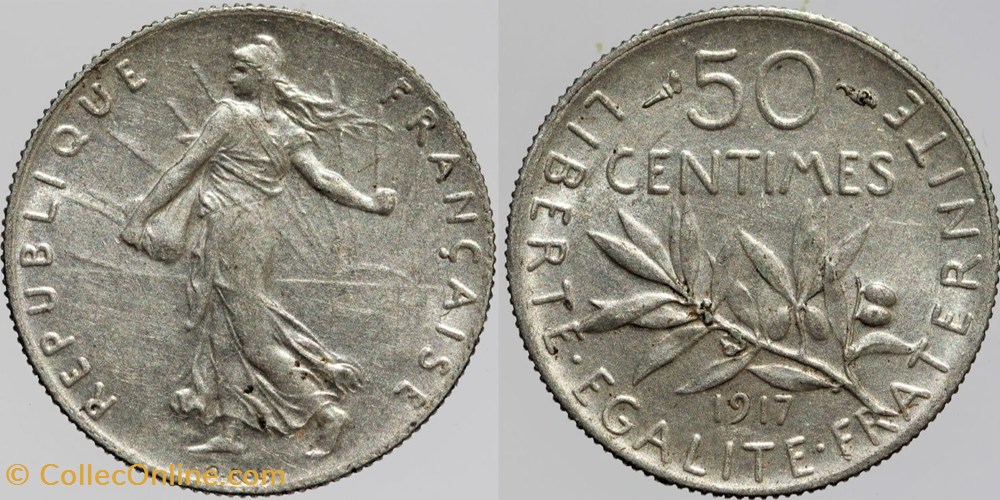 F-190 - Roty - 50 c. - 1917 monnaies monde france f 190 roty 50 c 1917