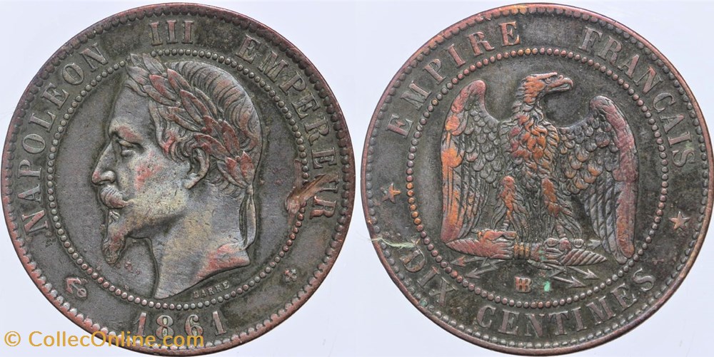 F-134 - Second Empire - 10 centimes - 1861 BB monnaies monde france f 134 second empire 10 centimes 1861 bb