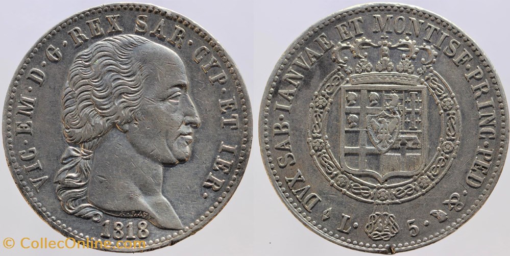 monnaies france feodales savoie italie victor emanuel 5 l 1818
