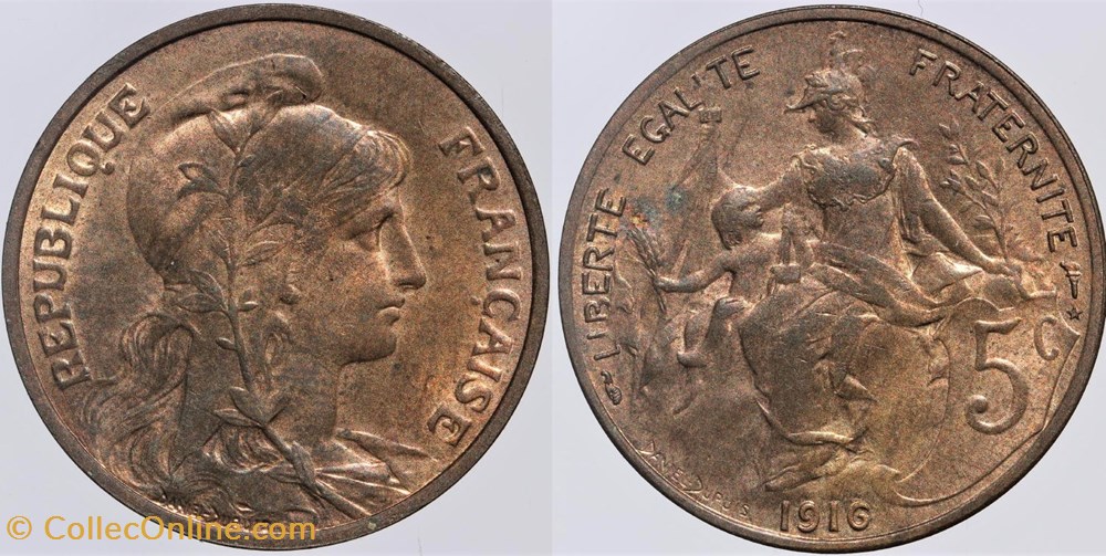 monnaies monde france f 119 dupuis 5 c 1916 etoile