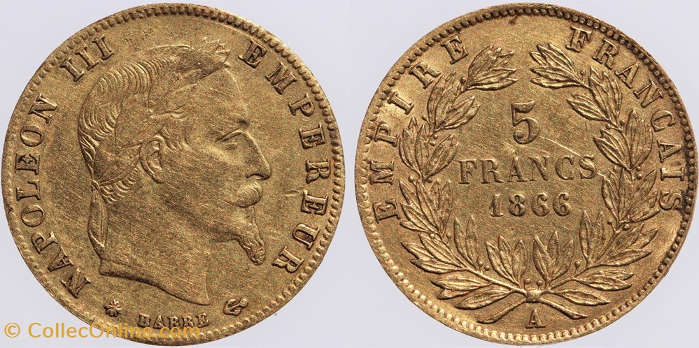 F-502 - Second Empire - 5 francs - 1866 A monnaies monde france f 502 second empire 5 francs 1866 a
