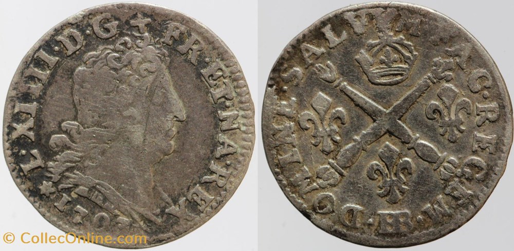 Dy 1567 - Louis XIV - 5 sols aux insignes - 1703 Strasbourg monnaies europe medievale france royales dy 1567 louis xiv 5 sols aux insignes 1703 strasbourg