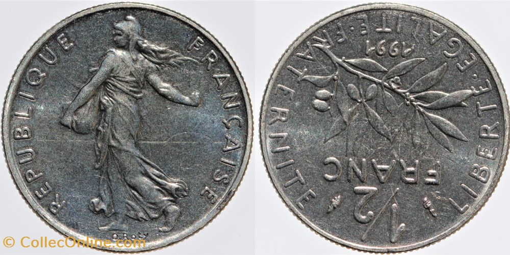 F-198 - Roty - 1/2 fr. - 1991 frappe médaille monnaies monde france f 198 roty 1 2 fr 1991 frappe medaille