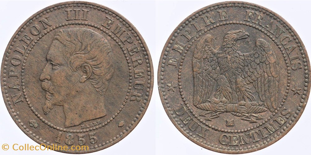 F-107 - Second Empire - 2 centimes - 1855 MA ancre monnaies monde france f 107 second empire 2 centimes 1855 ma ancre