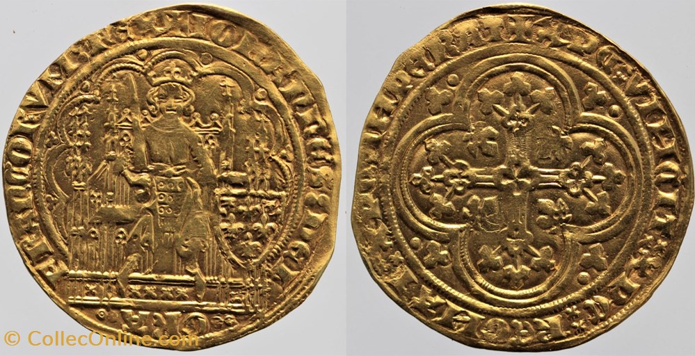 Dy 0289a - Jean II - Ecu d'or à la chaise monnaies europe medievale france royales dy 0289a jean ii ecu or a la chaise