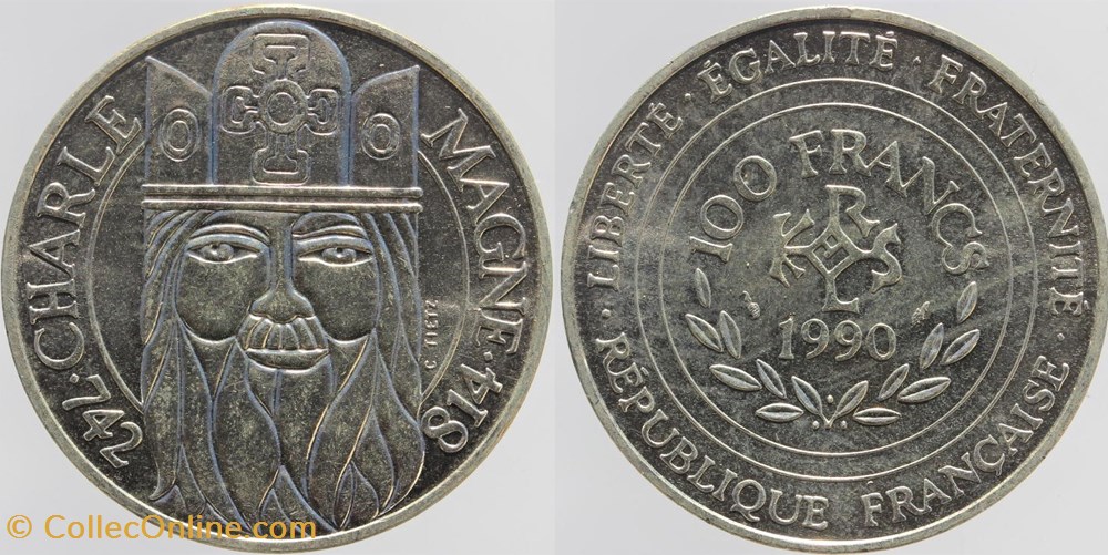 F-458 - Charlemagne - 100 fr. - 1990 monnaies monde france f 458 charlemagne 100 fr 1990