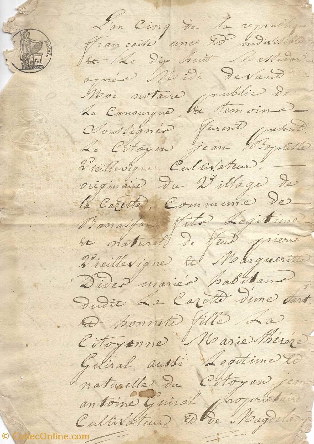 documents anciens autres 1796 mariage