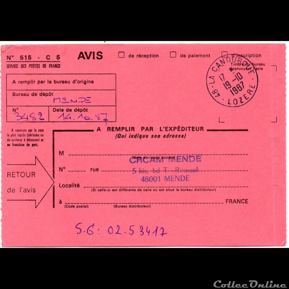 marque postale europe france 1987 la canourgue energie languedoc roussillon