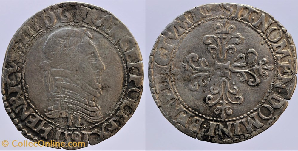 monnaies europe medievale france royales dy 1132 henri iii quart de franc 1591 toulouse