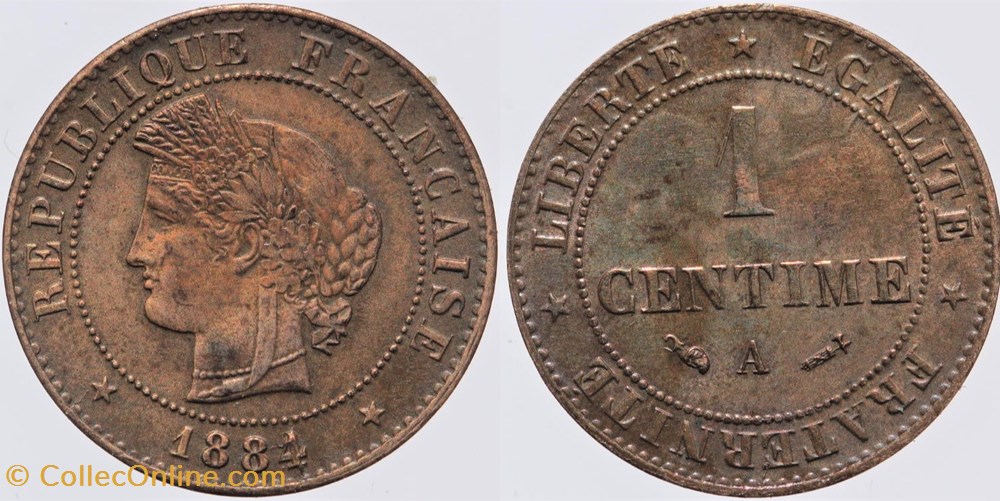 F-104 - Troisième République - Cérès - 1 c. - 1884 A monnaies monde france f 104 troisieme republique ceres 1 c 1884 a