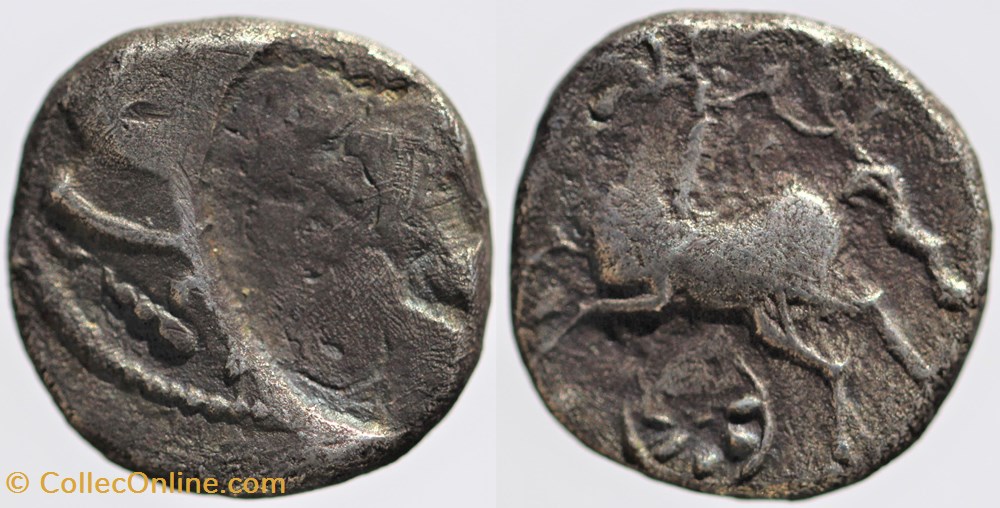 Arvernes - Drachme à la roue monnaies antiques av jc ap celtes arvernes drachme a la roue