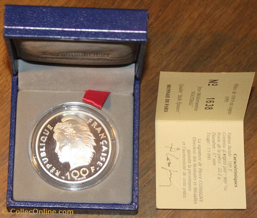 1993 - 15 écus/100 franc argent B.E. monnaies monde france 1993 15 ecus 100 franc argent b e
