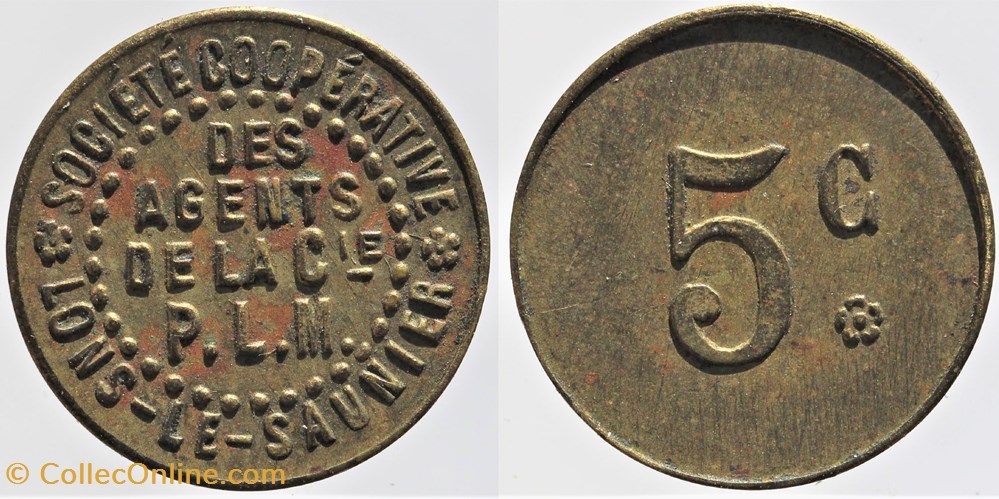 39 - Lons-Le-Saunier - P.L.M. - 5 centimes monnaies monde france 39 lons le saunier p l m 5 centimes