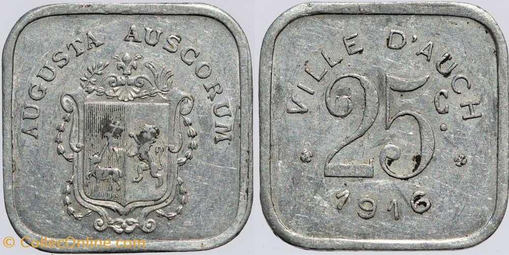 32 - Auch - 25 centimes monnaies monde france 32 auch 25 centimes