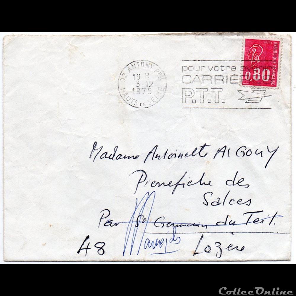 1975 - Type A9 sur adresse imcomplette marque postale europe france 1975 type a9 sur adresse imcomplette