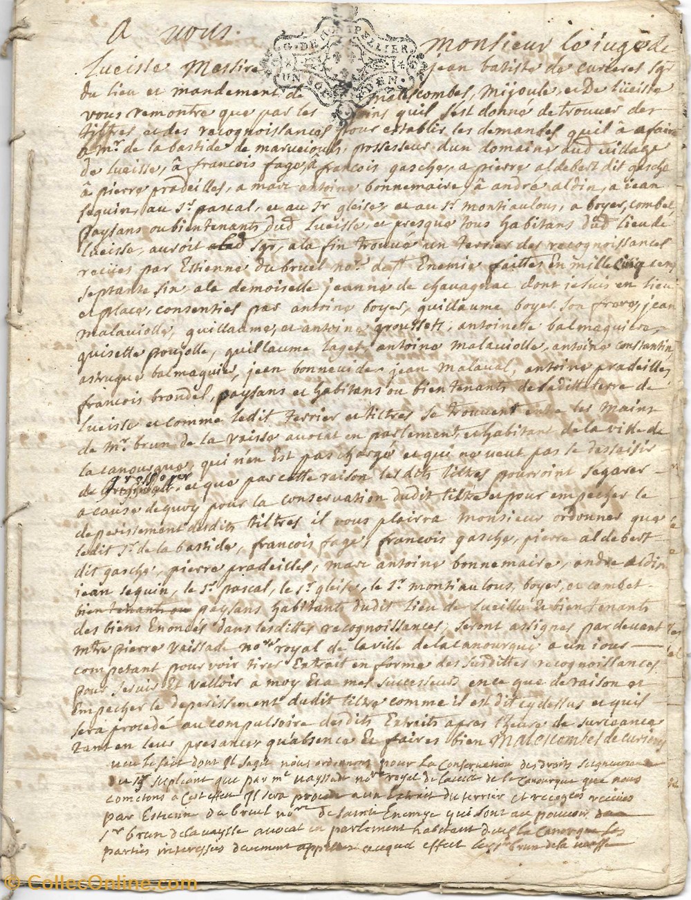 documents anciens autres 1576 et 1728 reconnaissances feodales faites a mme de chavagnac