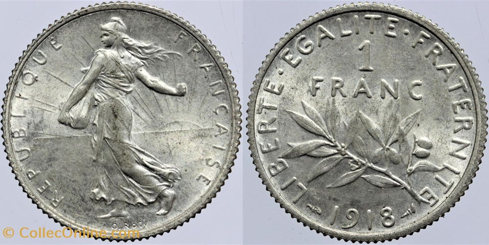 F-217 - Roty - 1 fr. - 1918 monnaies monde france f 217 roty 1 fr 1918