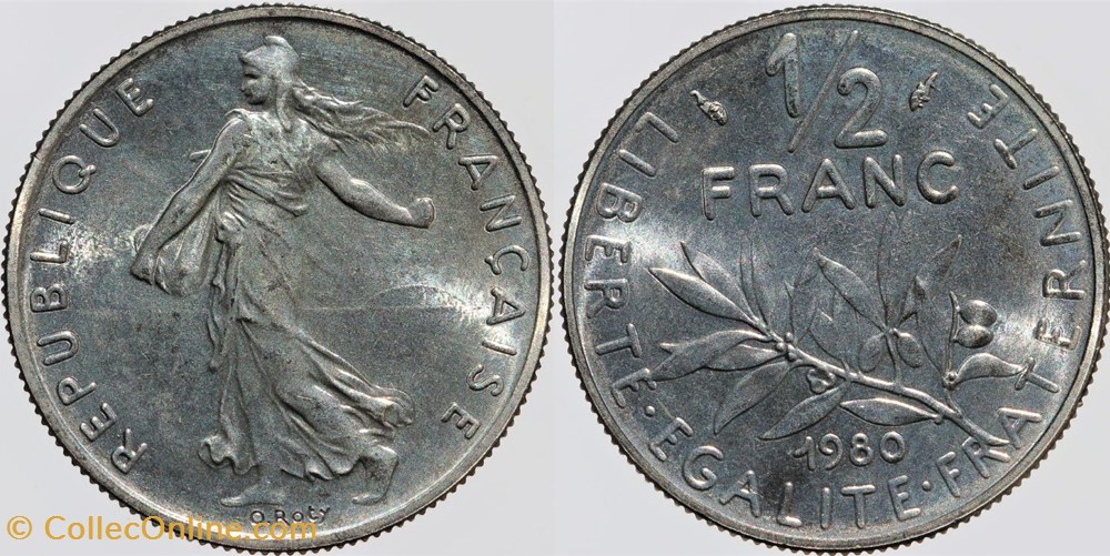 monnaies monde france f 198 roty 1 2 fr 1980