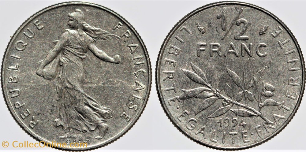 monnaies monde france f 198 roty 1 2 fr 1994 dauphin