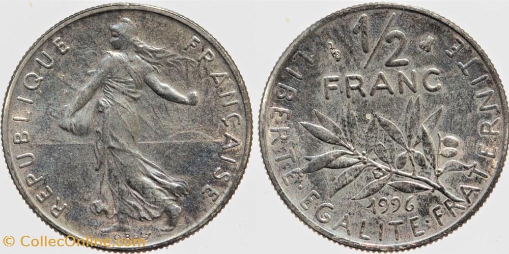 monnaies monde france f 198 roty 1 2 fr 1996