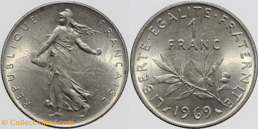 F-226 - Roty - 1 fr. - 1969 monnaies monde france f 226 roty 1 fr 1969