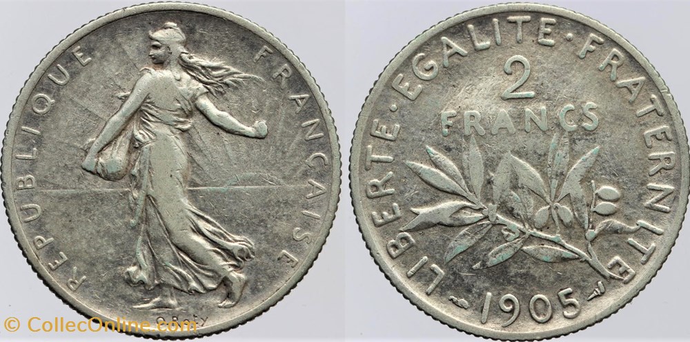 monnaies monde france f 266 roty 2 frs 1905