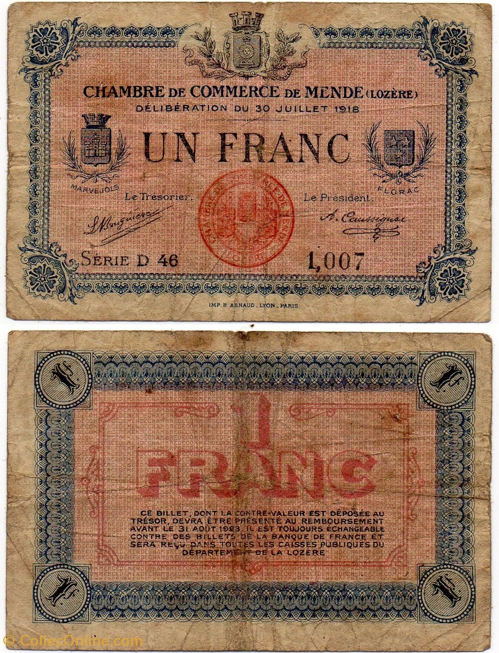 1 franc C.C.M. - Série D46 billets europe france 1 franc c c m serie d46