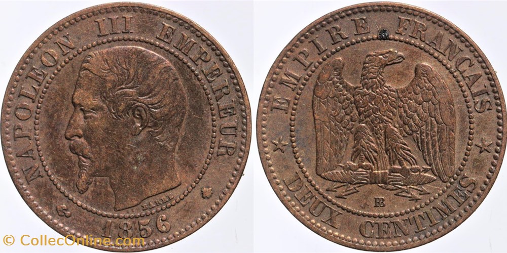 F-107 - Second Empire - 2 centimes - 1856 BB monnaies monde france f 107 second empire 2 centimes 1856 bb