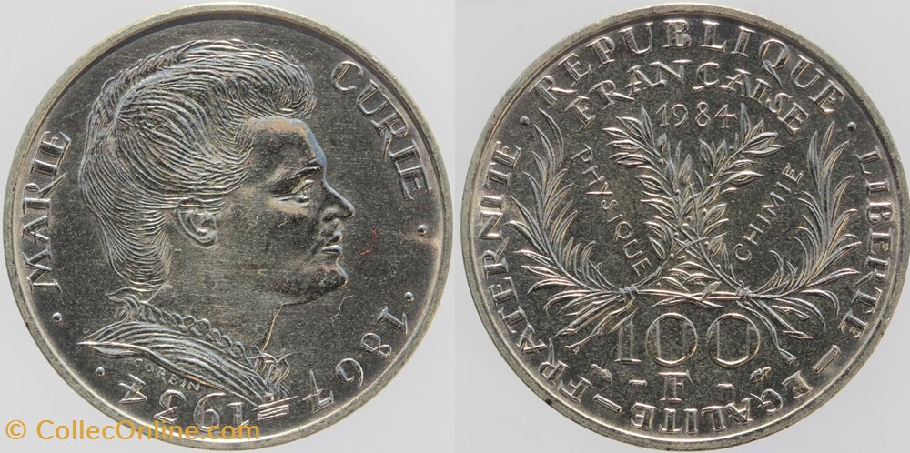 F-452 - Marie Curie - 100 fr. - 1984 monnaies monde france f 452 marie curie 100 fr 1984