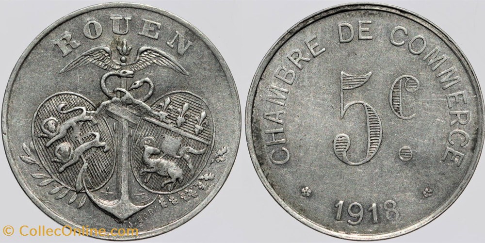 76 - Rouen - 5 centimes monnaies monde france 76 rouen 5 centimes