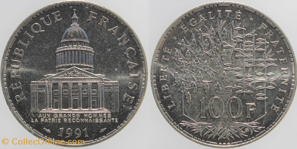 F-451 - Panthéon - 100 fr. - 1991 monnaies monde france f 451 pantheon 100 fr 1991