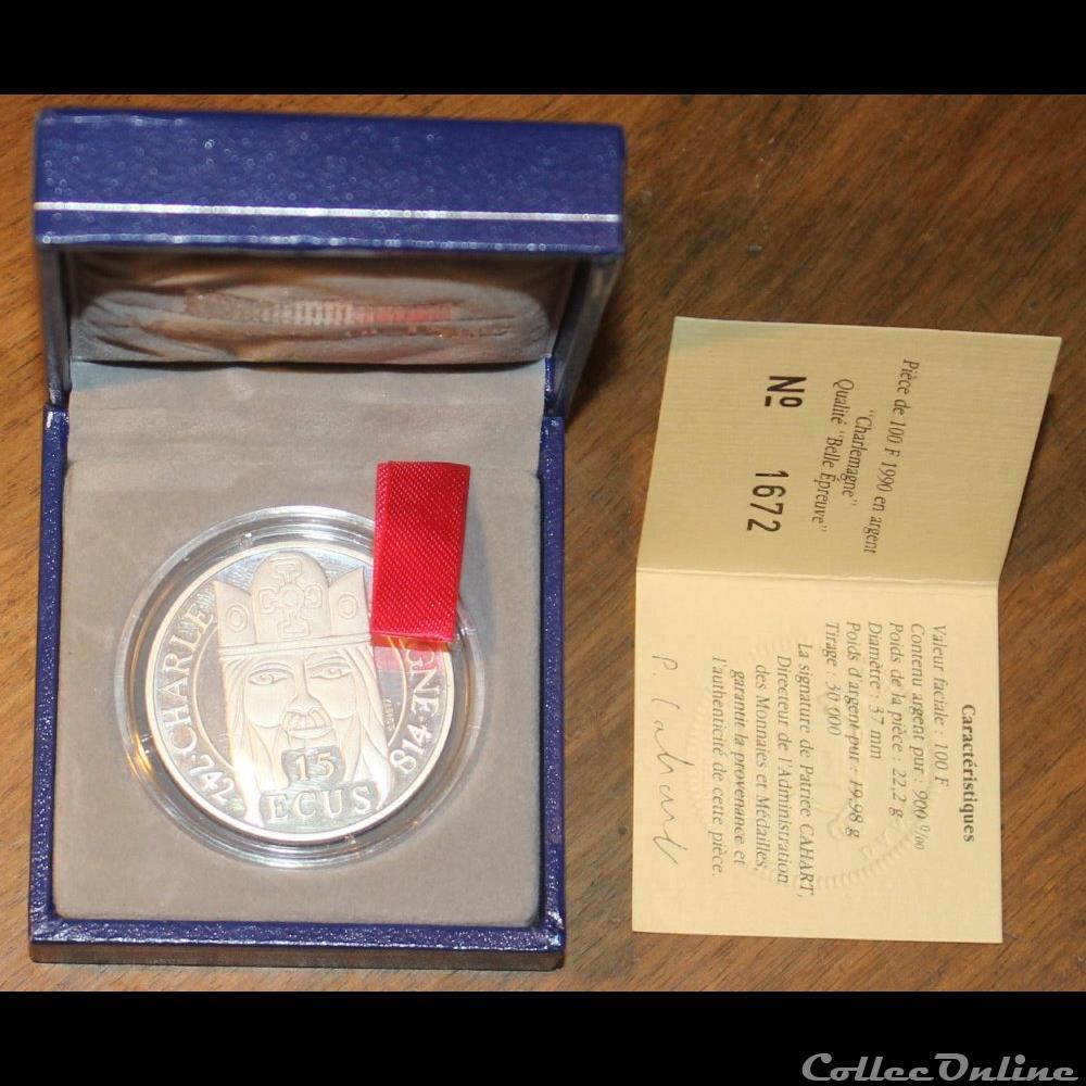 1990 - 15 écus-100 franc argent B.E. - Coins - World - France