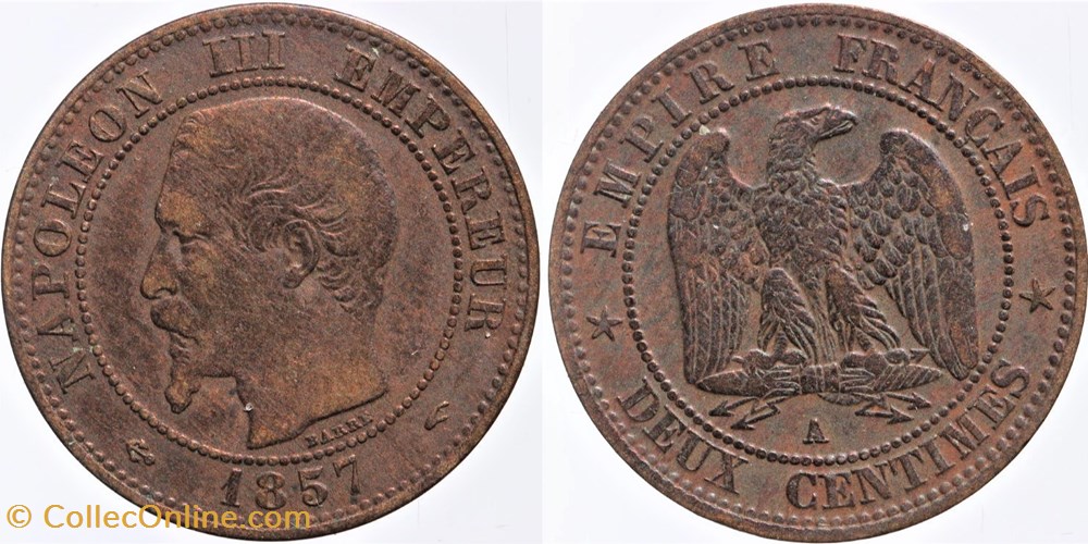 F-107 - Second Empire - 2 centimes - 1857 A monnaies monde france f 107 second empire 2 centimes 1857 a