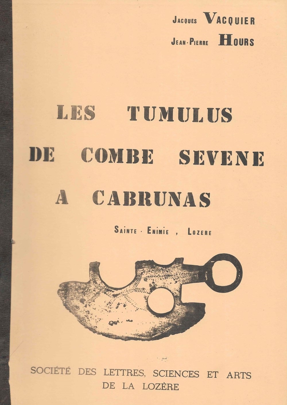 1980 - Les tumulus de Combe Sévène à Cabrunas livres bd revues 1980 les tumulus de combe sevene a cabrunas
