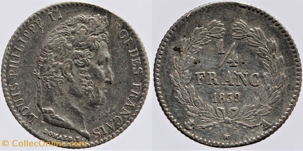 F-166 - Louis Philippe I - 1/4 franc - 1839 A monnaies monde france f 166 louis philippe i 1 4 franc 1839 a