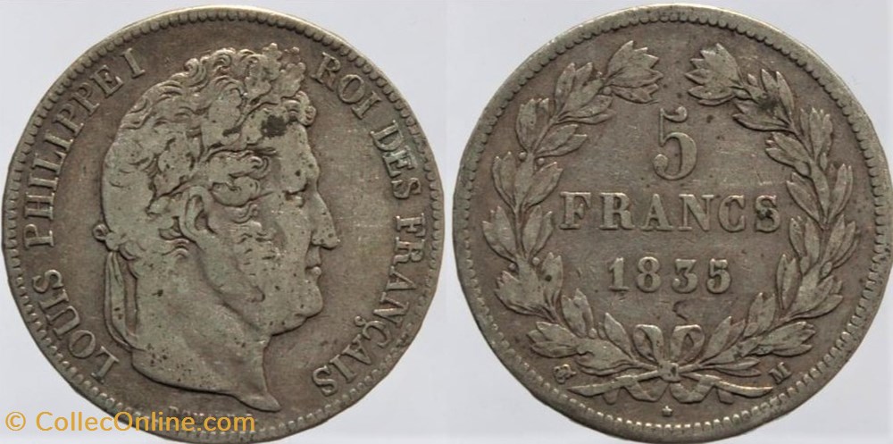 F-324 - Louis Philippe I - 5 francs - 1835 Toulouse monnaies monde france f 324 louis philippe i 5 francs 1835 toulouse