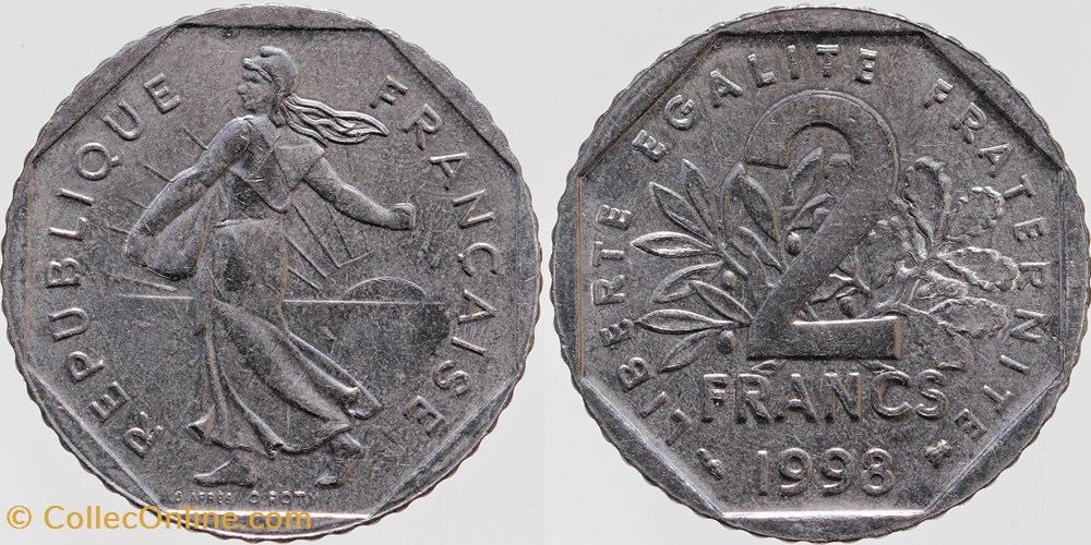 monnaies monde france f 272 roty 2 frs 1998 defauts