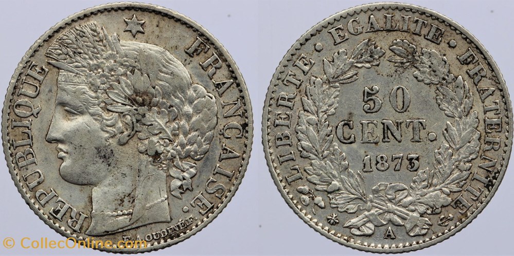 F-189 - Troisième République - Cérès - 50 c. - 1873 A monnaies monde france f 189 troisieme republique ceres 50 c 1873 a