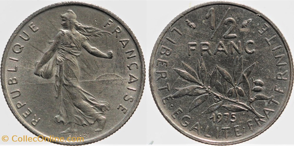 F-198 - Roty - 1/2 fr. - 1975 monnaies monde france f 198 roty 1 2 fr 1975